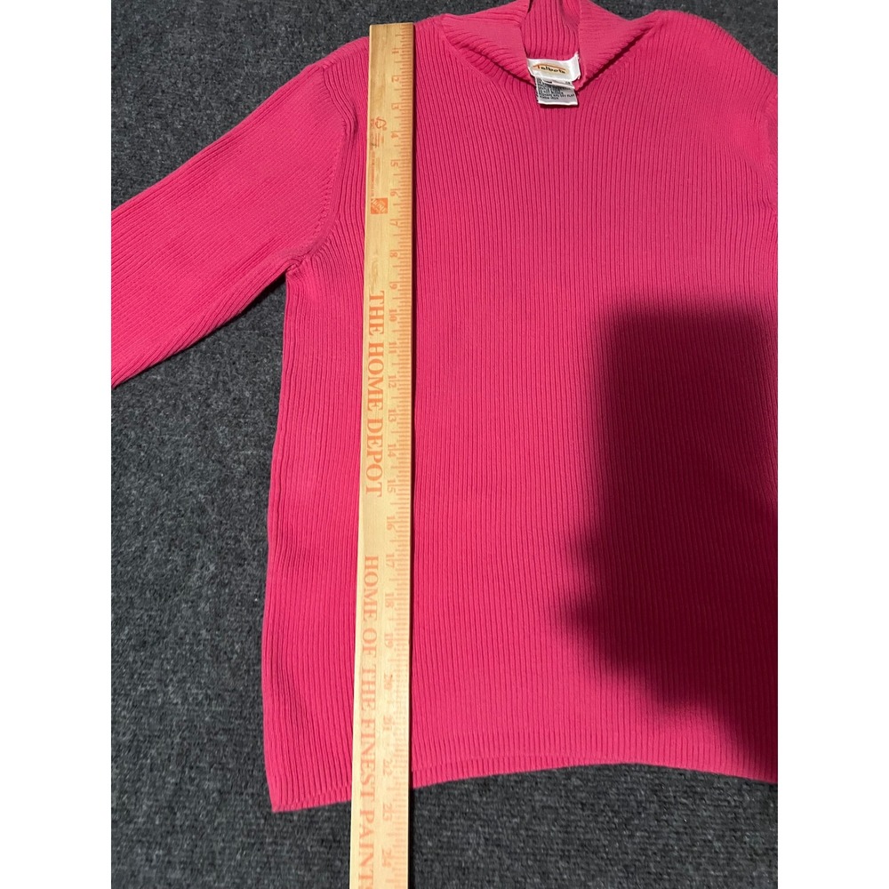 Talbots Pink Ribbed Mock Neck Short Sleeve Cotton Sweater Size Medium - Picture 4 of 6